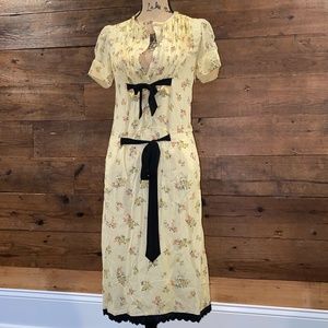 COACH Cross Stitch Floral Pleated Bib Dress